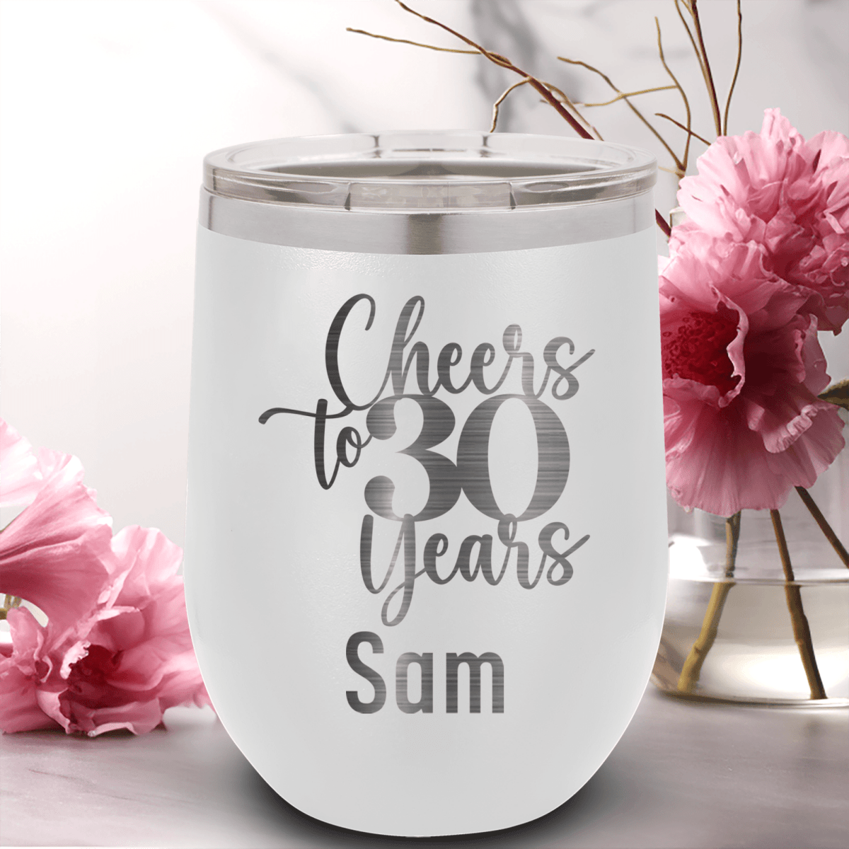 Personalized Cheers To Thirty Years Wine Tumbler for her, Customized Gifts for Women by Groovy Girl Gifts