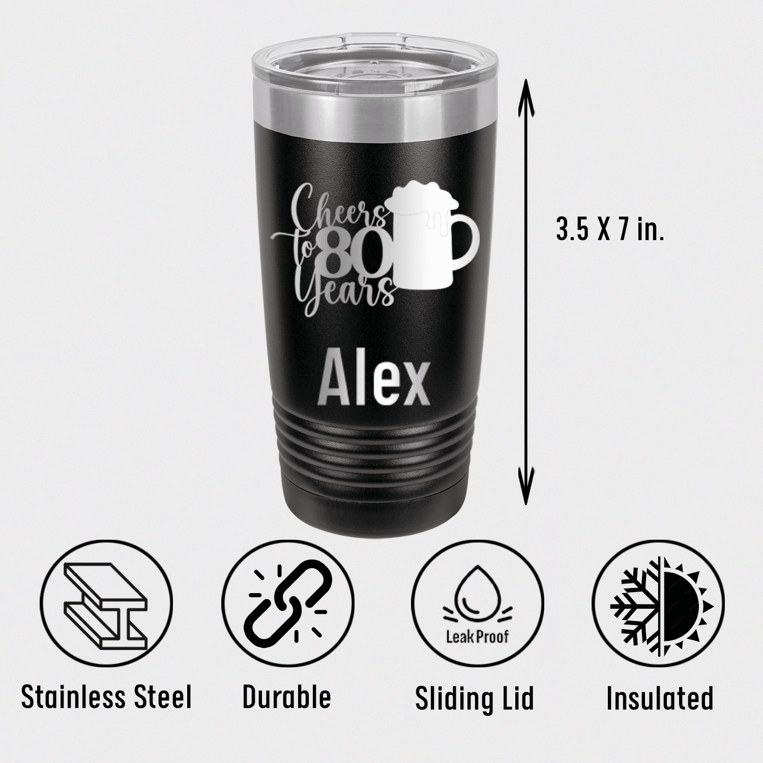 Personalized Cheers to 80 Years Beer Tumbler for her, Customized Gifts for Women by Groovy Girl Gifts