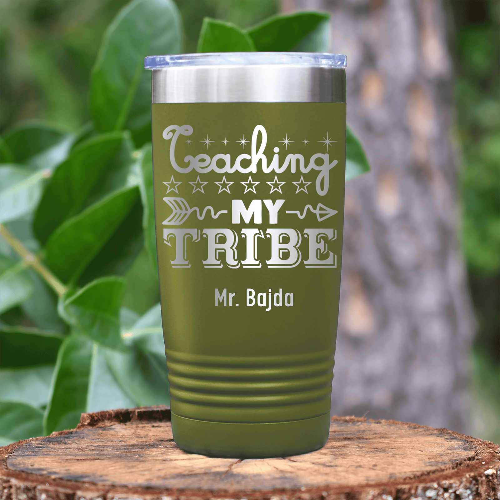 Military Green Teacher Tumbler With Coaching Is My Tribe Design