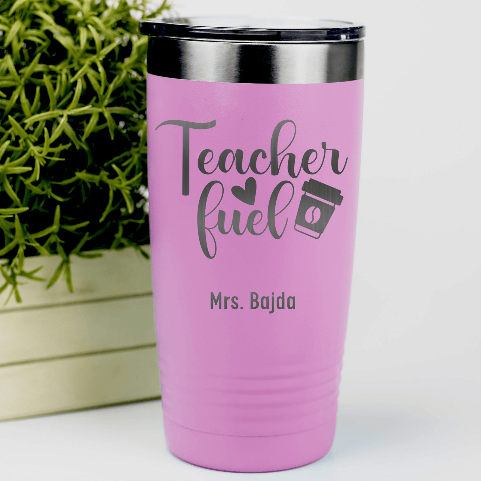 Pink Teacher Tumbler With Coffee Teacher Fuel Design