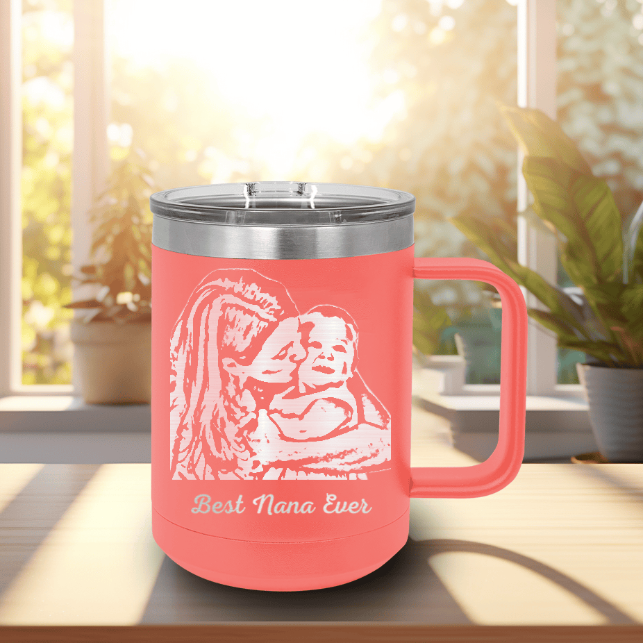 Coral Mothers Day Mug Shaped Tumbler With Custom Mothers Day Design