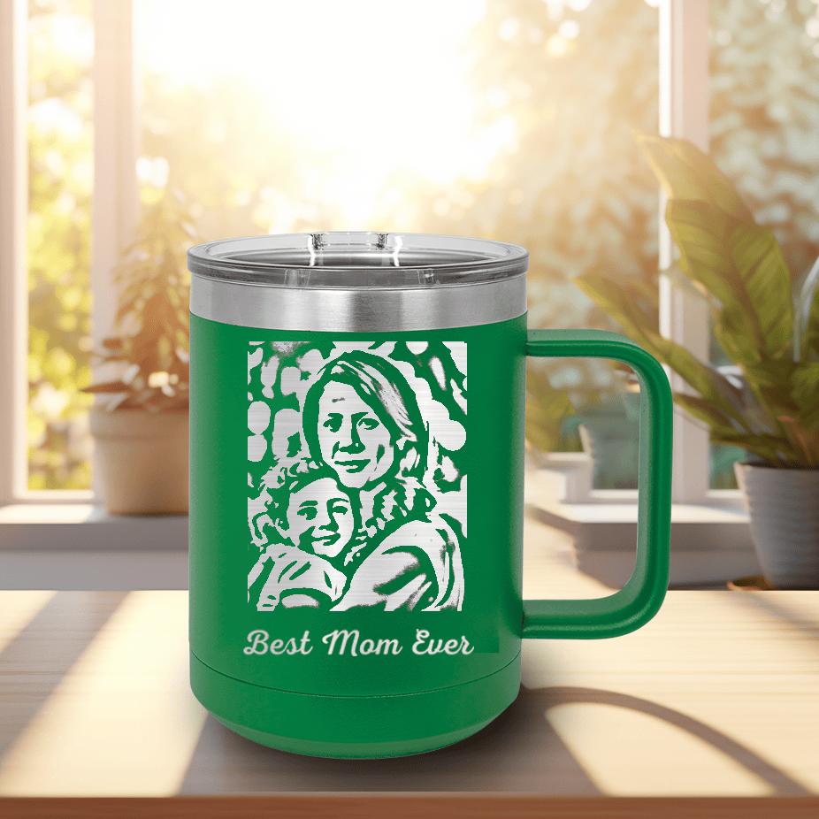 Green Mothers Day Mug Shaped Tumbler With Custom Mothers Day Design