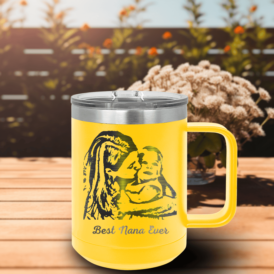 Yellow Mothers Day Mug Shaped Tumbler With Custom Mothers Day Design