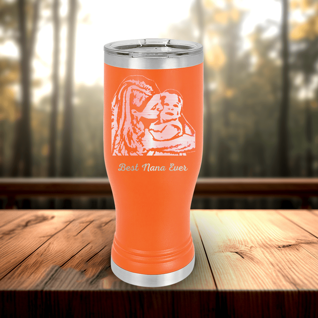 Orange Mothers Day Pilsner Tumbler With Custom Mothers Day Design