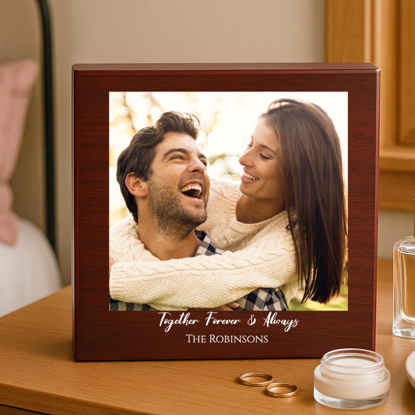 Personalized Photo Keepsake Box - Cherry Wood & Cedar Lined Memory Chest - Custom Anniversary Gift - Groovy Girl Gifts