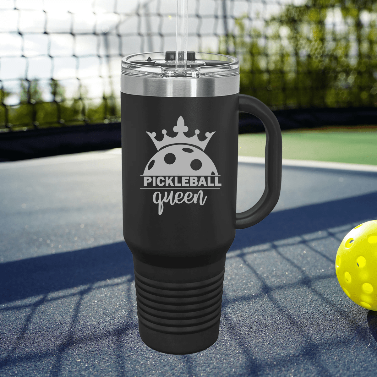 Cute Pickleball Insulated Tumbler Black