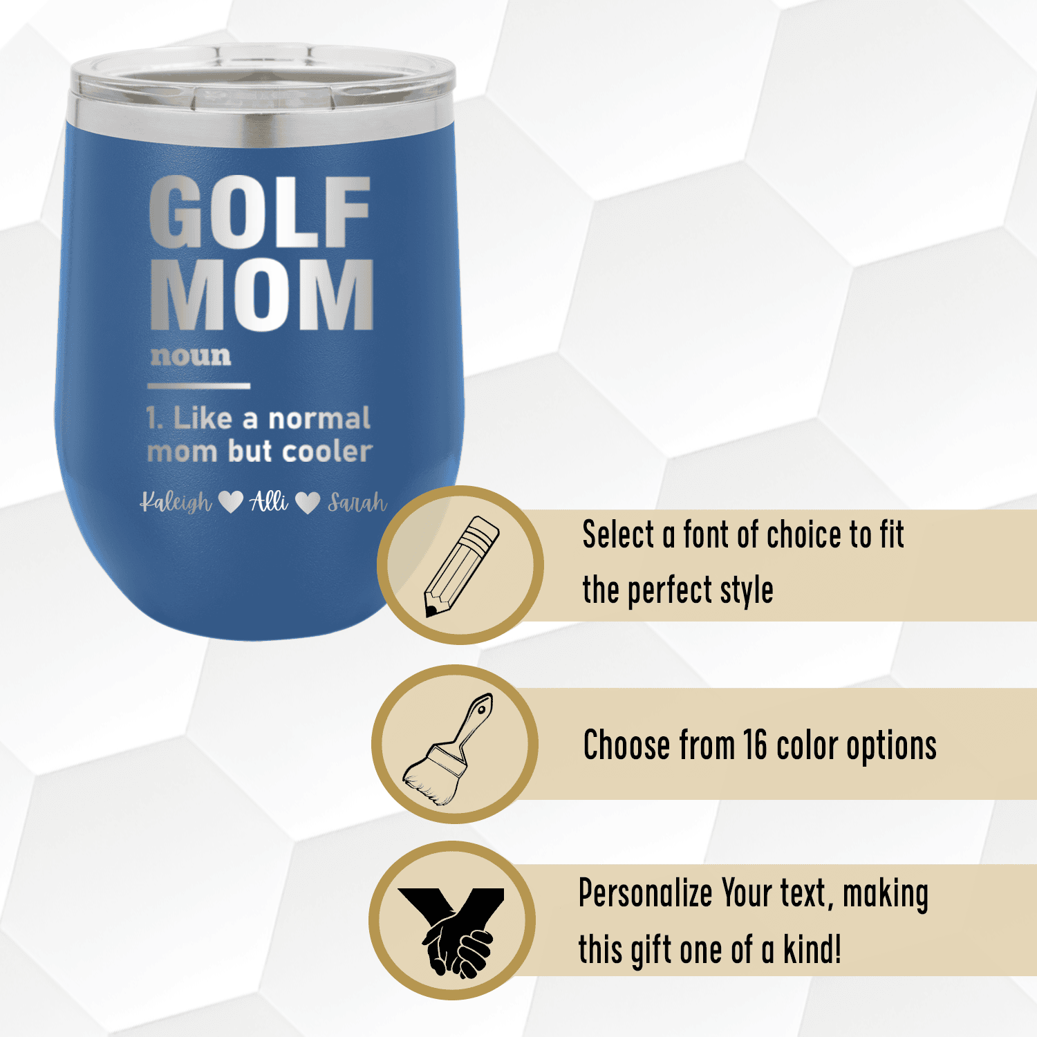 Personalized Definition Of A Golf Mom Wine Tumbler for her, Customized Gifts for Women by Groovy Girl Gifts