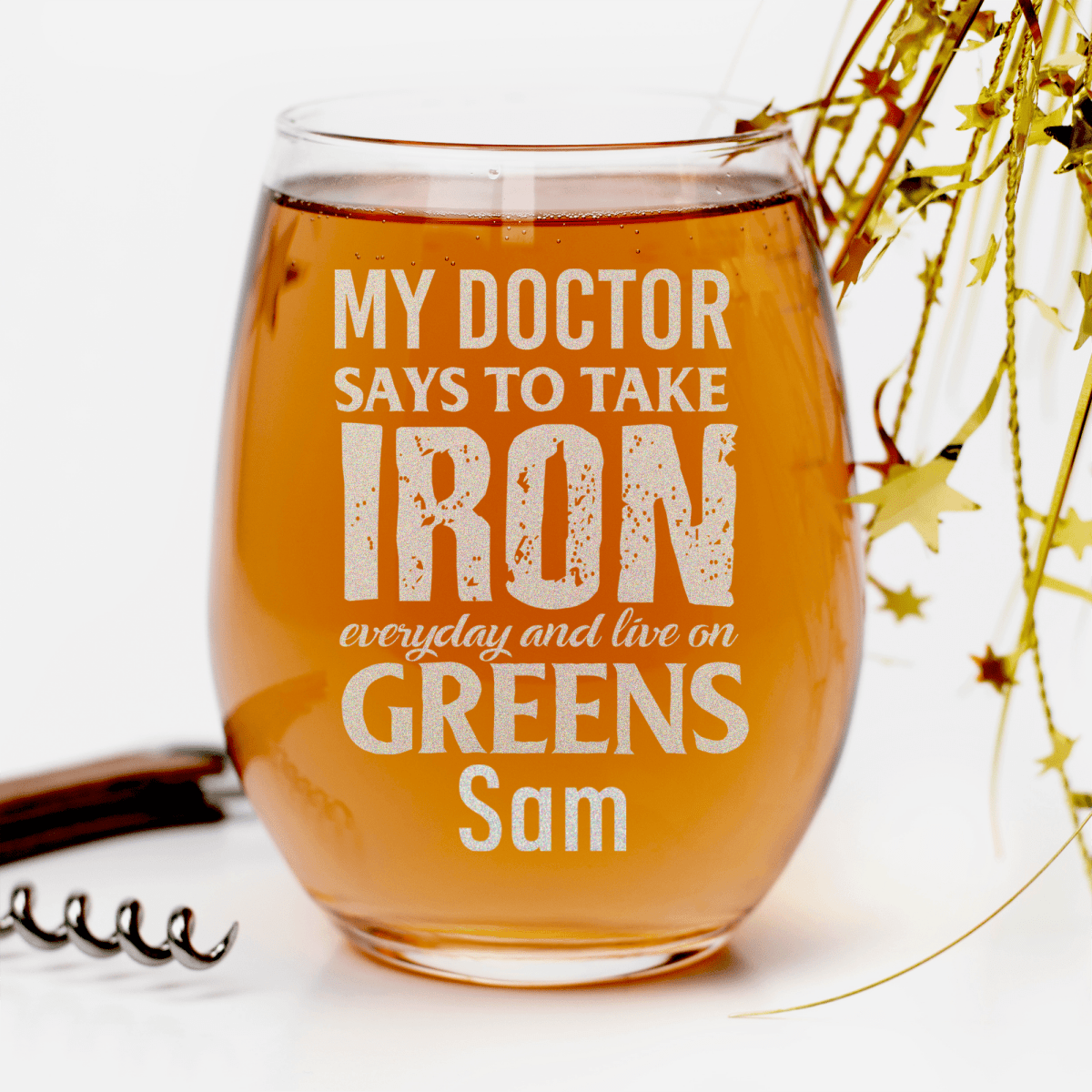 Personalized Doctors Orders For Golf Stemless Wine Glass for her, Customized Gifts for Women by Groovy Girl Gifts
