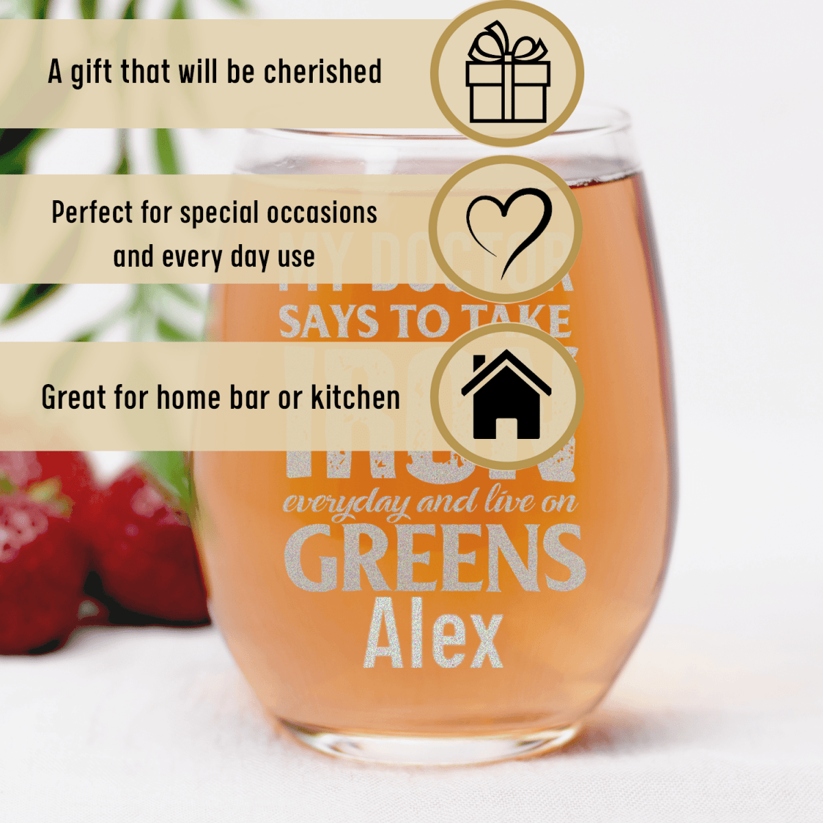 Personalized Doctors Orders For Golf Stemless Wine Glass for her, Customized Gifts for Women by Groovy Girl Gifts