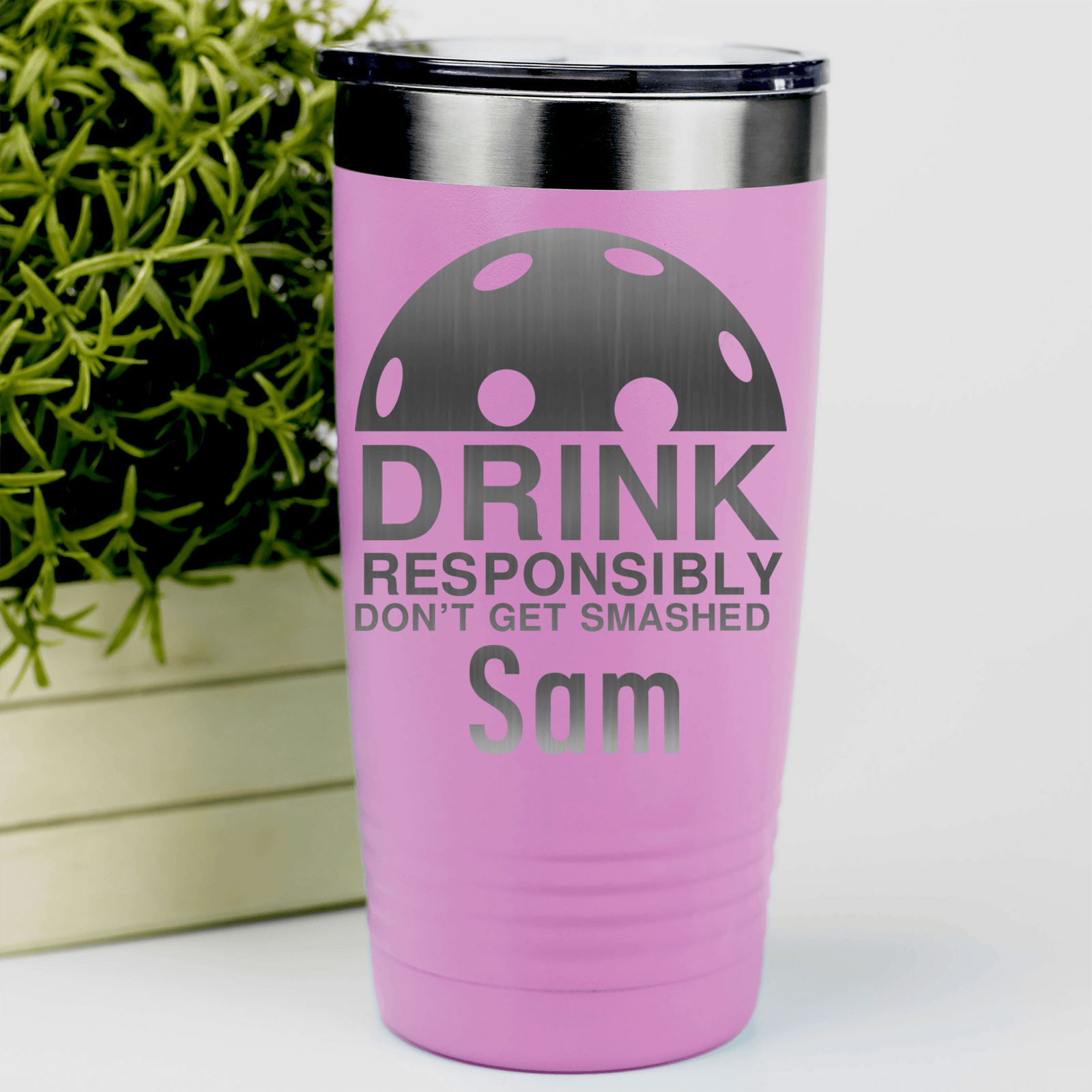Pink Pickleball Tumbler With Dont Get Smashed Design