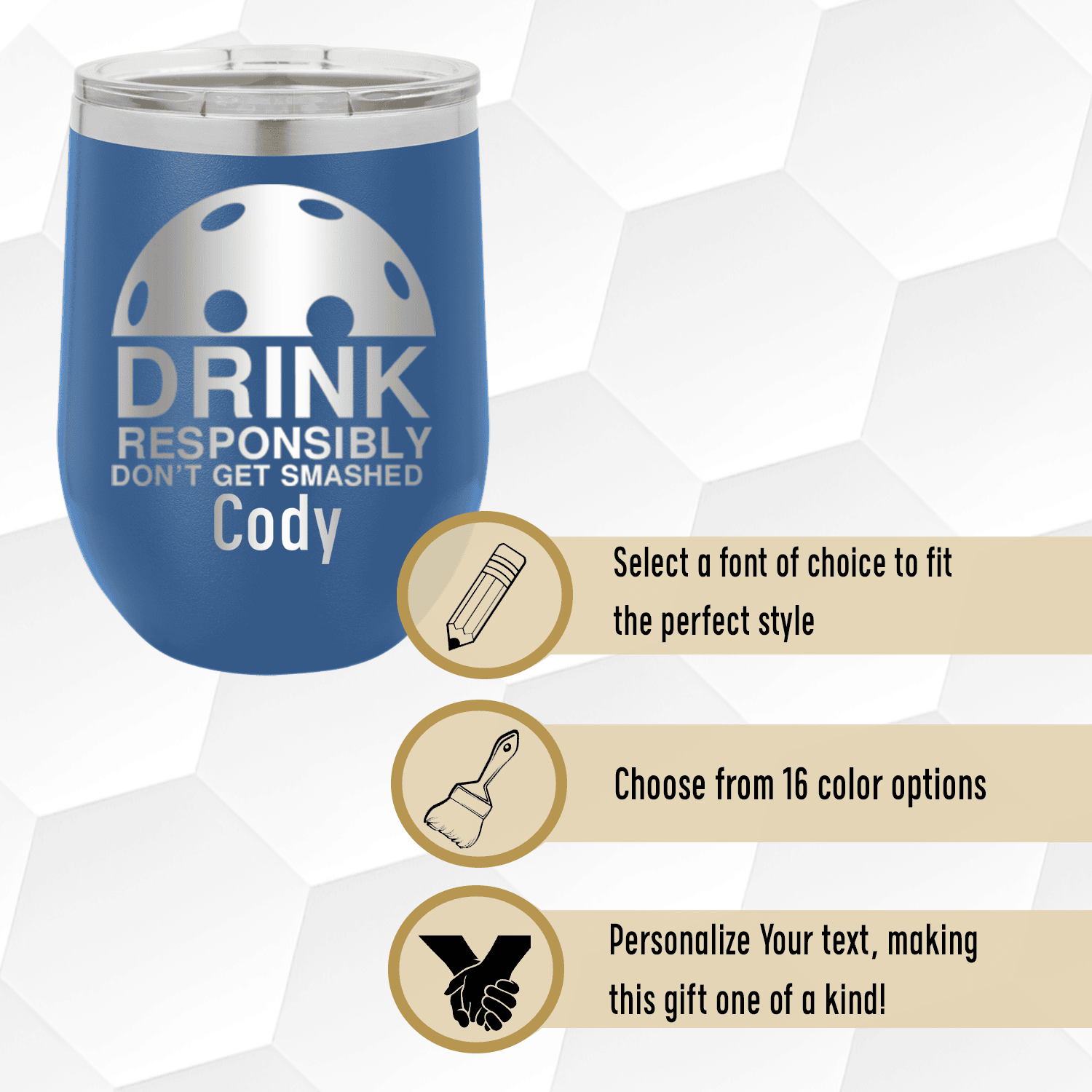 Personalized Dont Get Smashed Wine Tumbler for her, Customized Gifts for Women by Groovy Girl Gifts