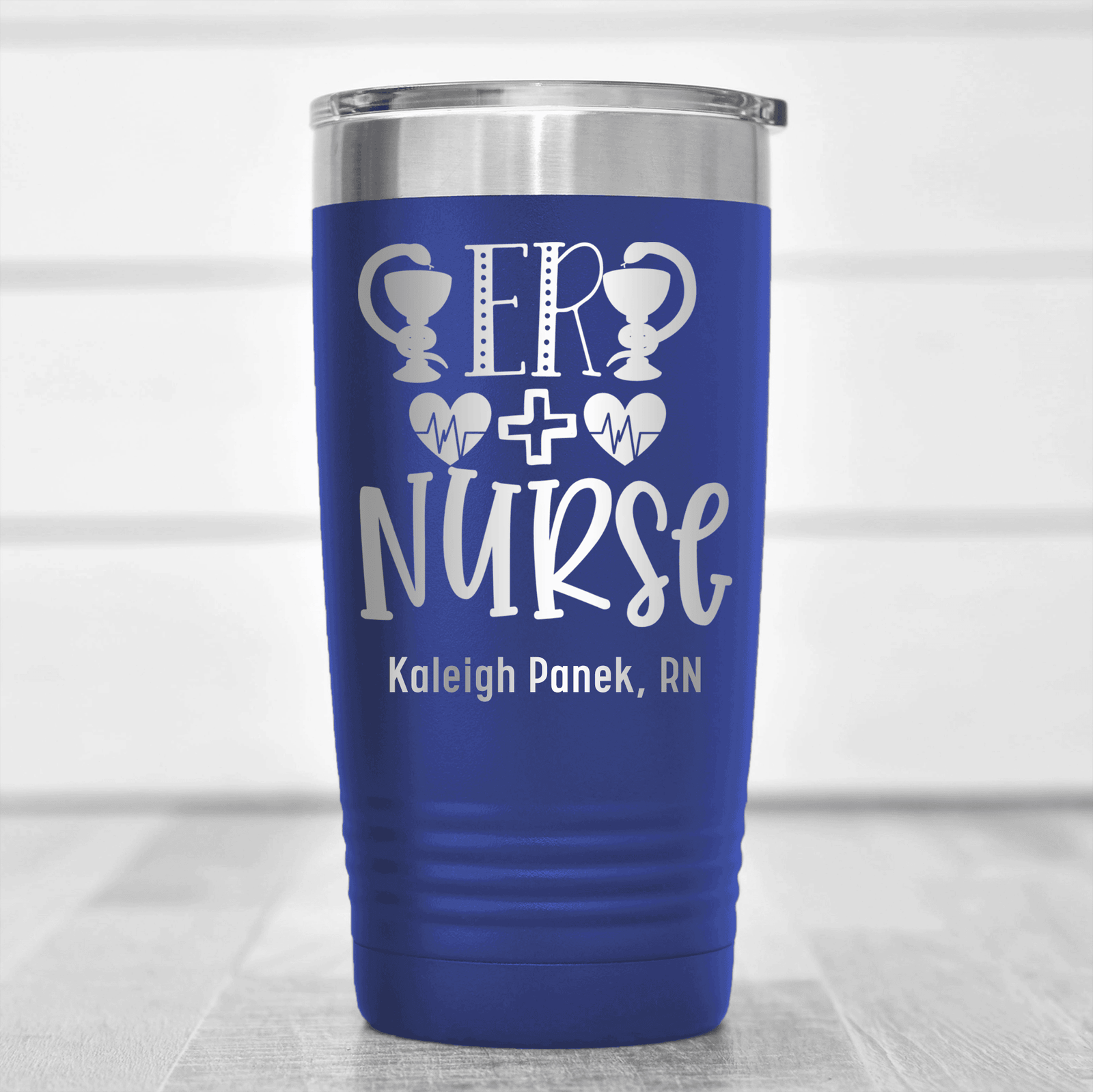 Blue Nurse Tumbler With Er Nurse Design