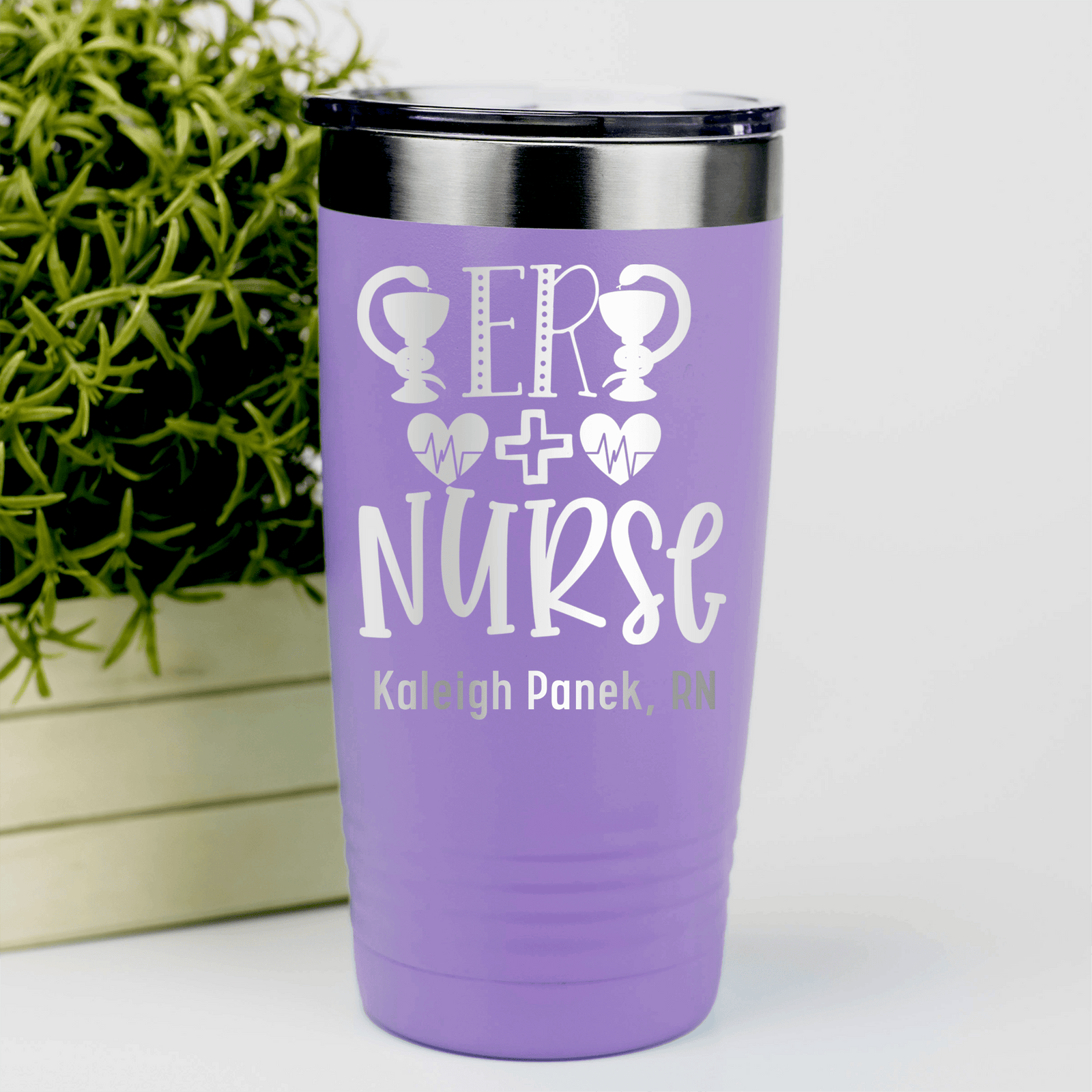 Light Purple Nurse Tumbler With Er Nurse Design