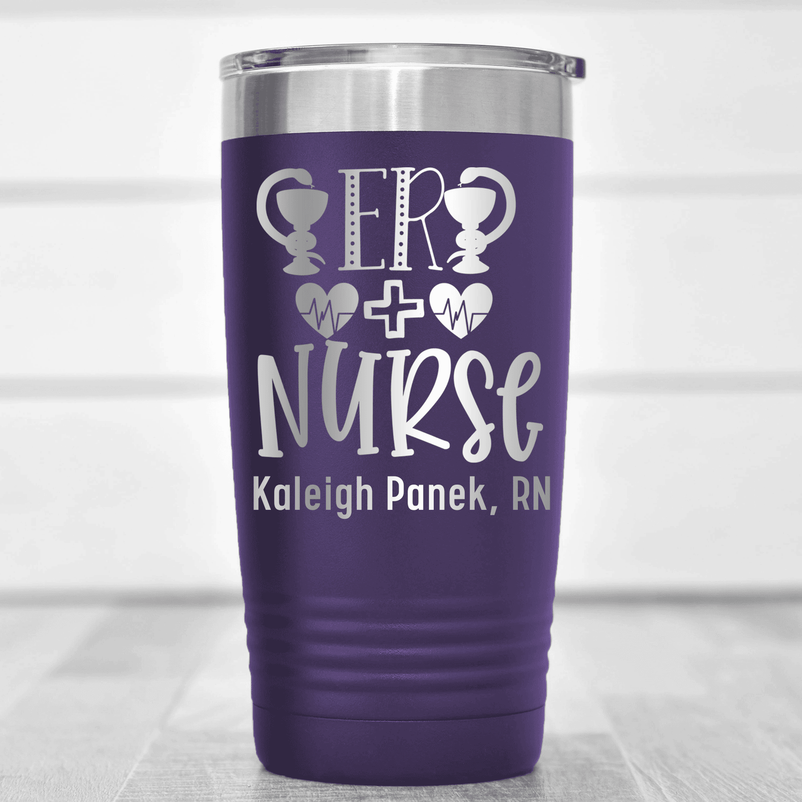 Purple Nurse Tumbler With Er Nurse Design