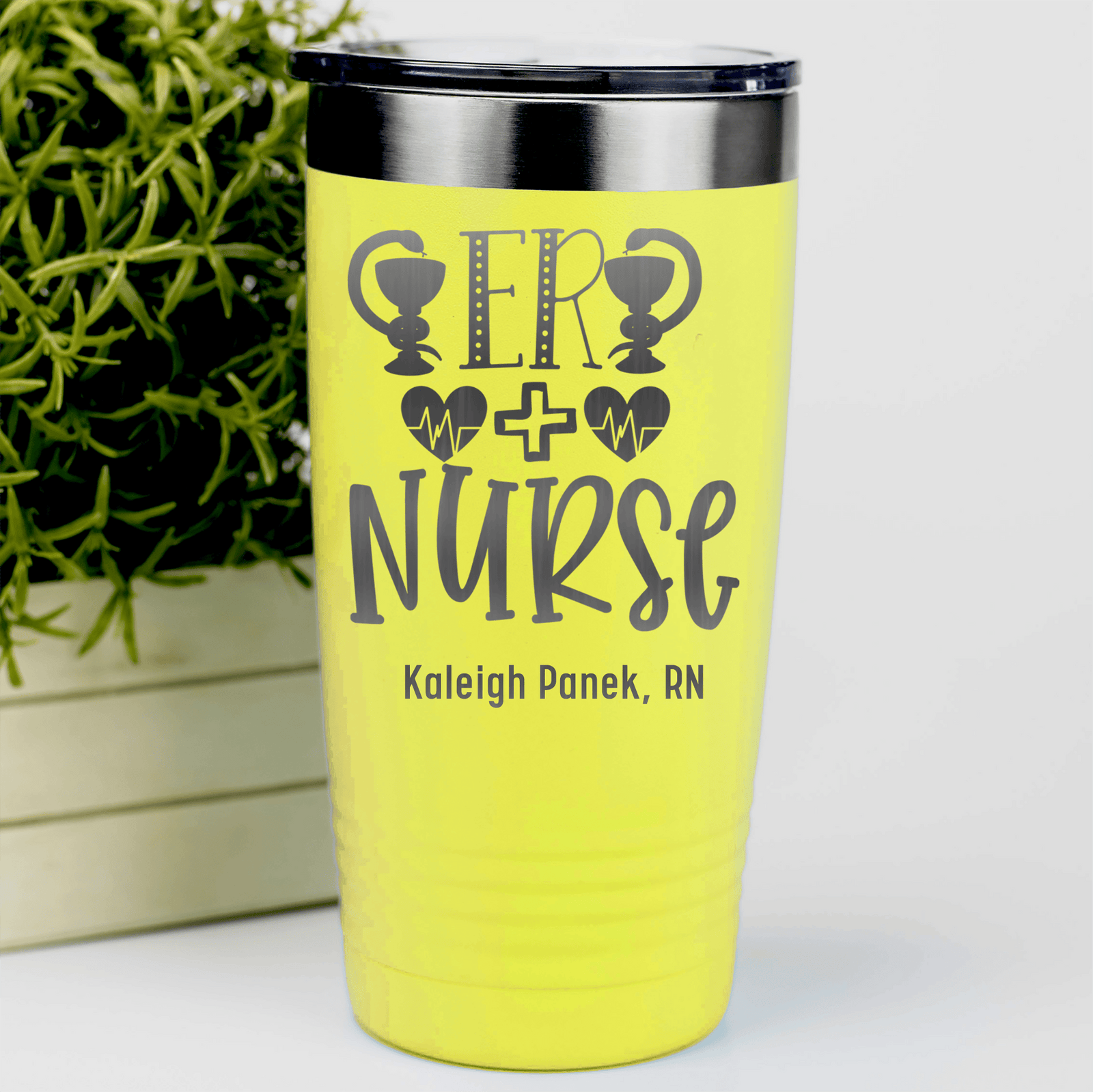 Yellow Nurse Tumbler With Er Nurse Design