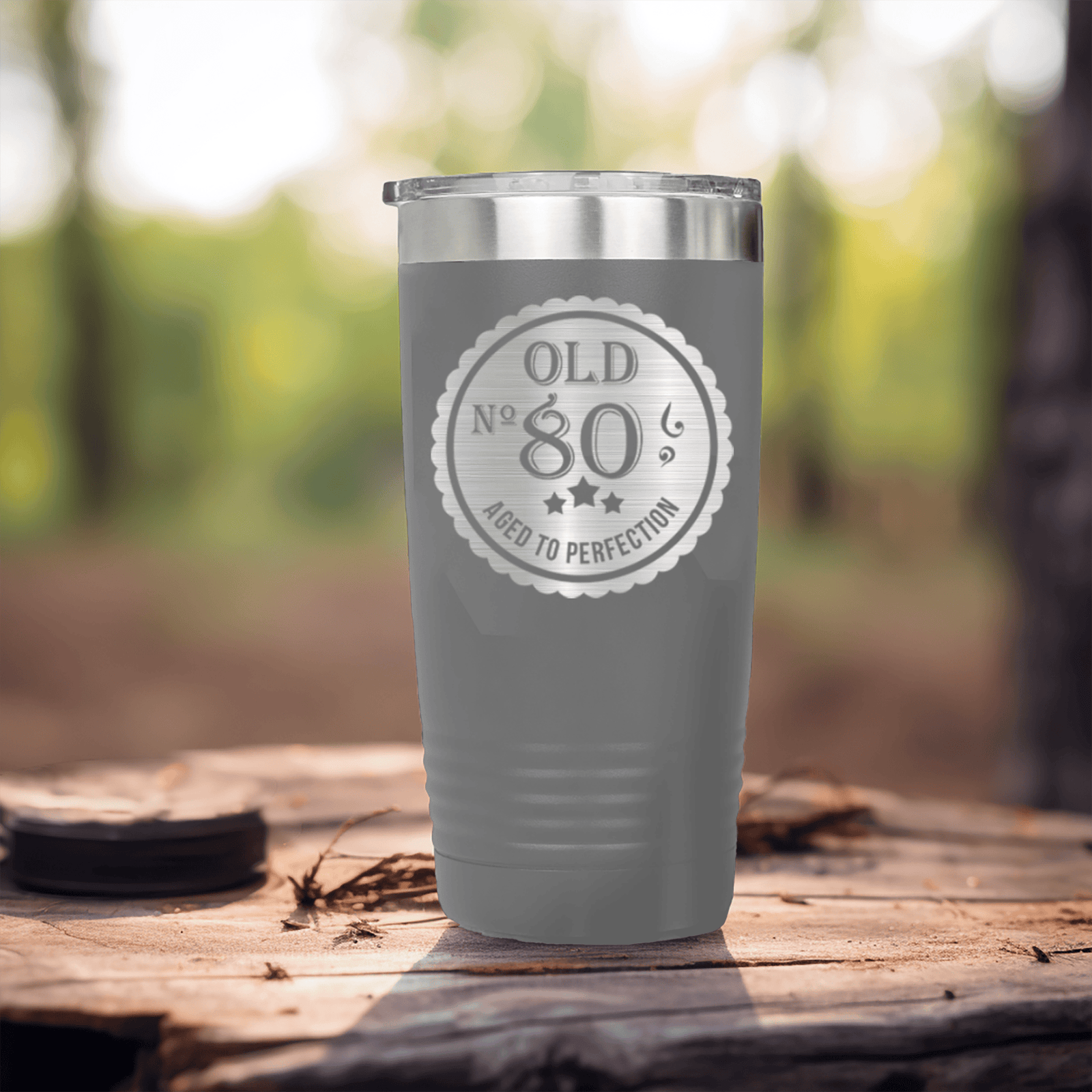 Grey birthday tumbler Eighty Aged To Perfection