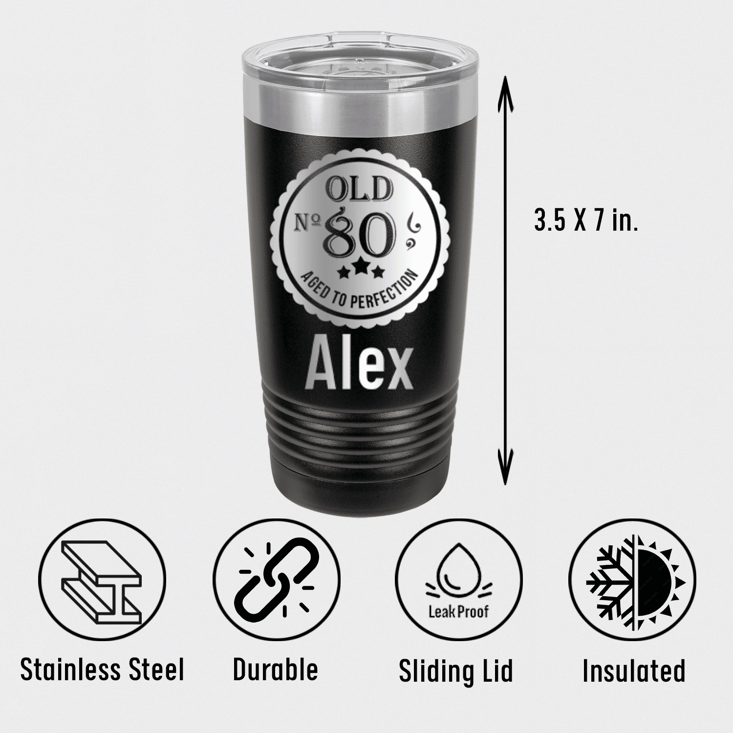 Personalized Eighty Aged To Perfection Tumbler for her, Customized Gifts for Women by Groovy Girl Gifts