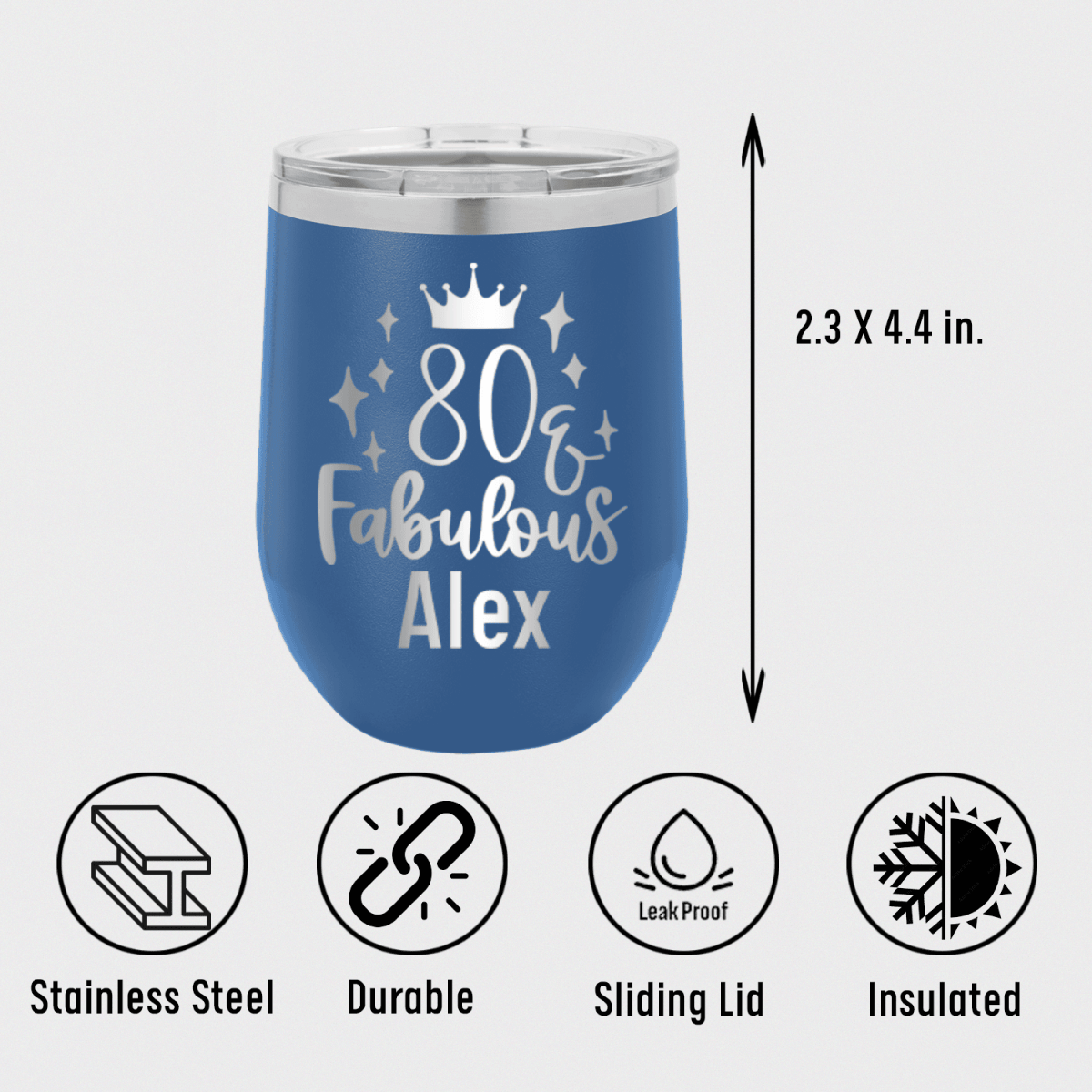 Personalized Eighty And Fabulous Wine Tumbler for her, Customized Gifts for Women by Groovy Girl Gifts