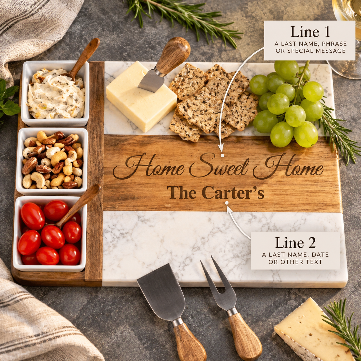 Elegance Marble Charcuterie Board