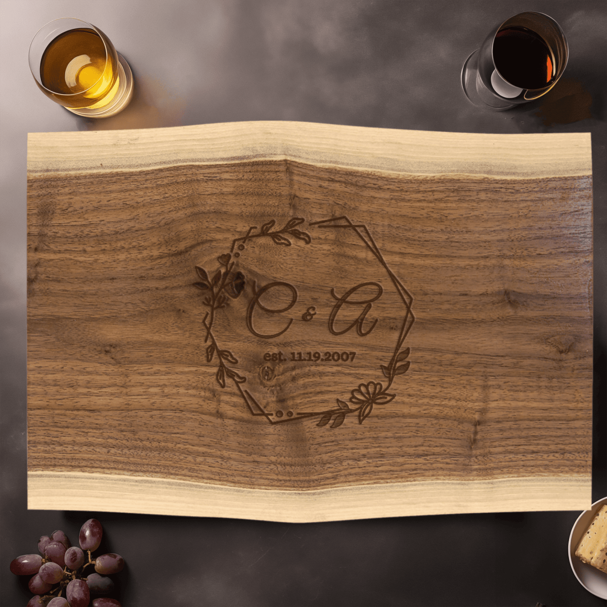 Anniversary Walnut Cutting Board With Enduring Love Design