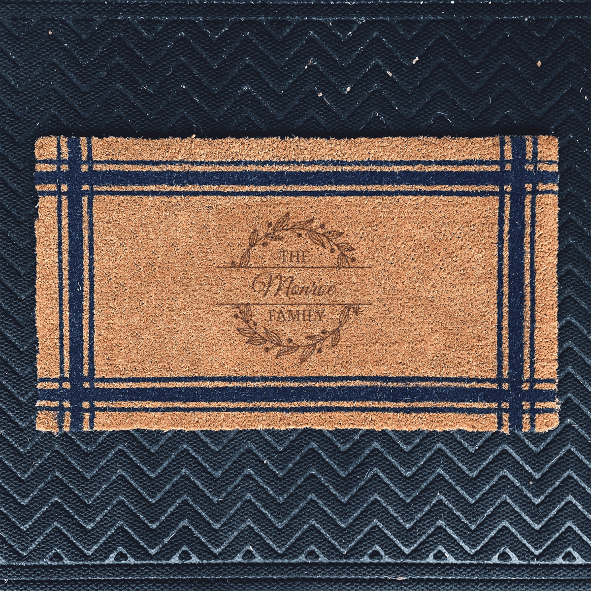 Personalized Family Holly Wreath Engraved Door Mat for her, Customized Gifts for Women by Groovy Girl Gifts