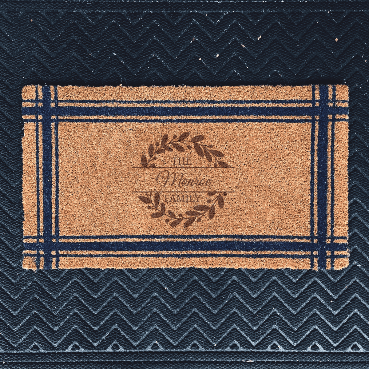 Personalized Family Leaf Badge Engraved Door Mat for her, Customized Gifts for Women by Groovy Girl Gifts