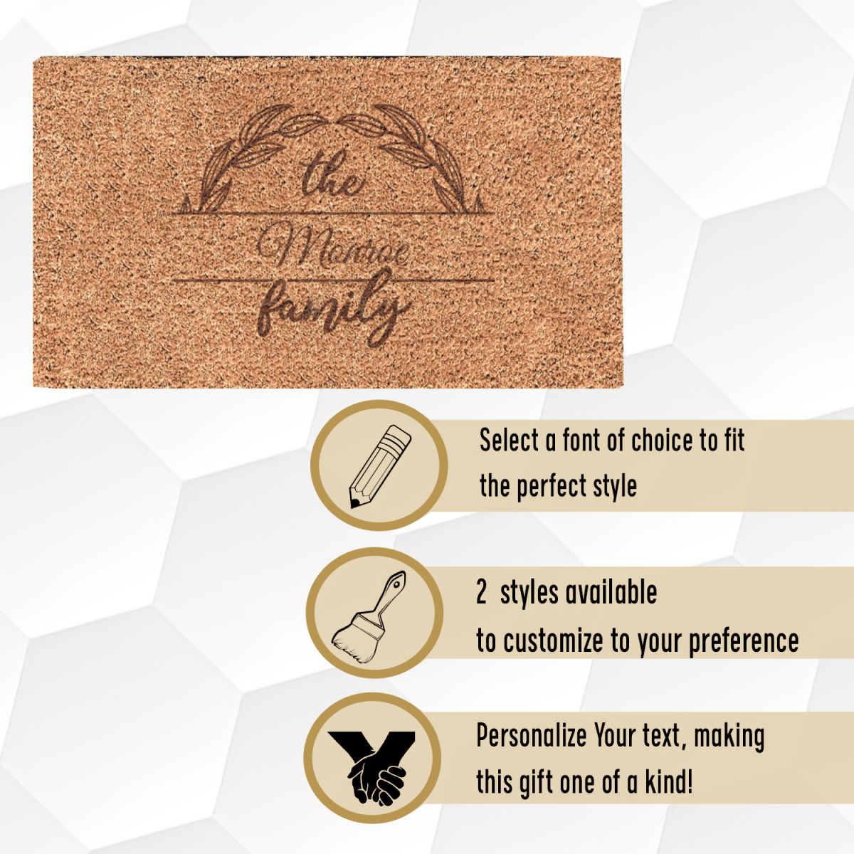 Personalized Family Legacy And Leaves Engraved Door Mat for her, Customized Gifts for Women by Groovy Girl Gifts