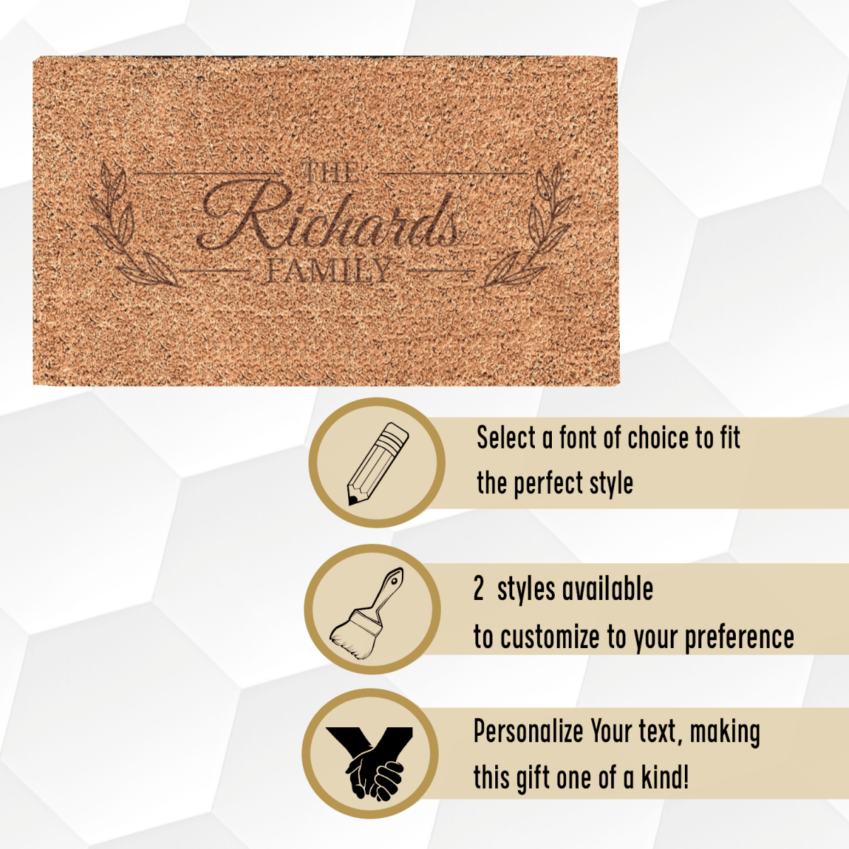 Personalized Family Noble Knot Engraved Door Mat for her, Customized Gifts for Women by Groovy Girl Gifts