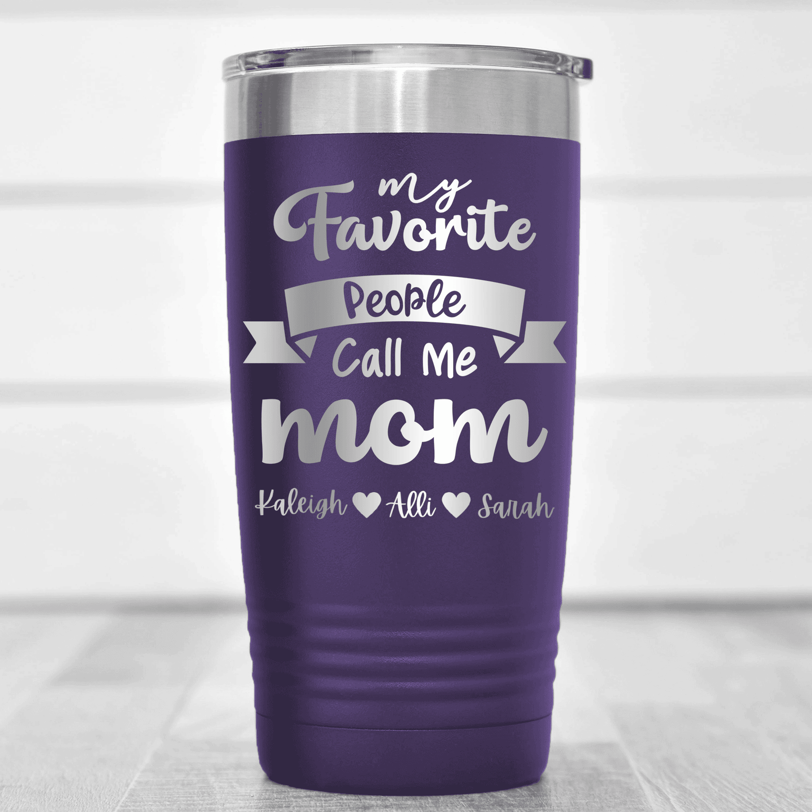 Purple Mothers Day Tumbler With Favorite People Call Me Mom Design