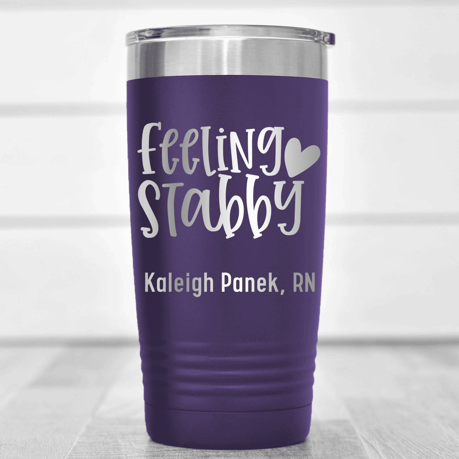 Purple Nurse Tumbler With Feeling Stabby Design