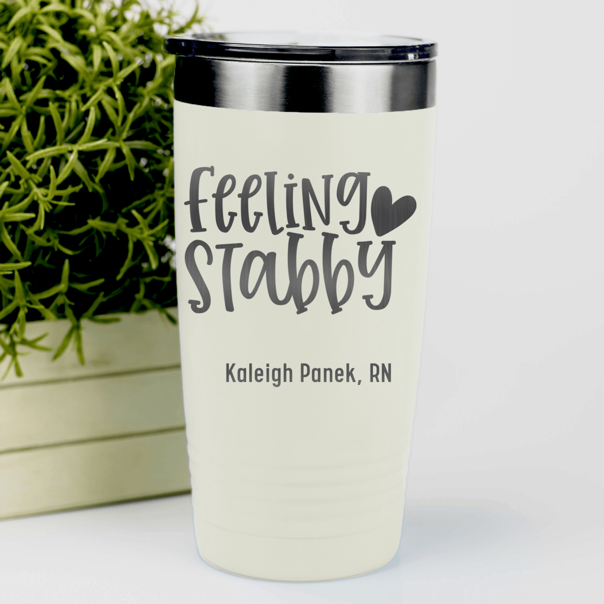 White Nurse Tumbler With Feeling Stabby Design