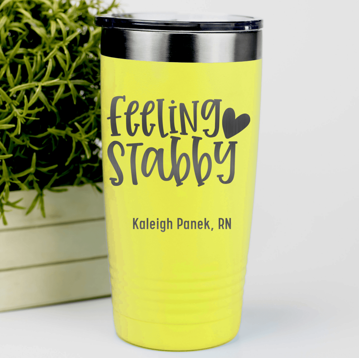 Yellow Nurse Tumbler With Feeling Stabby Design