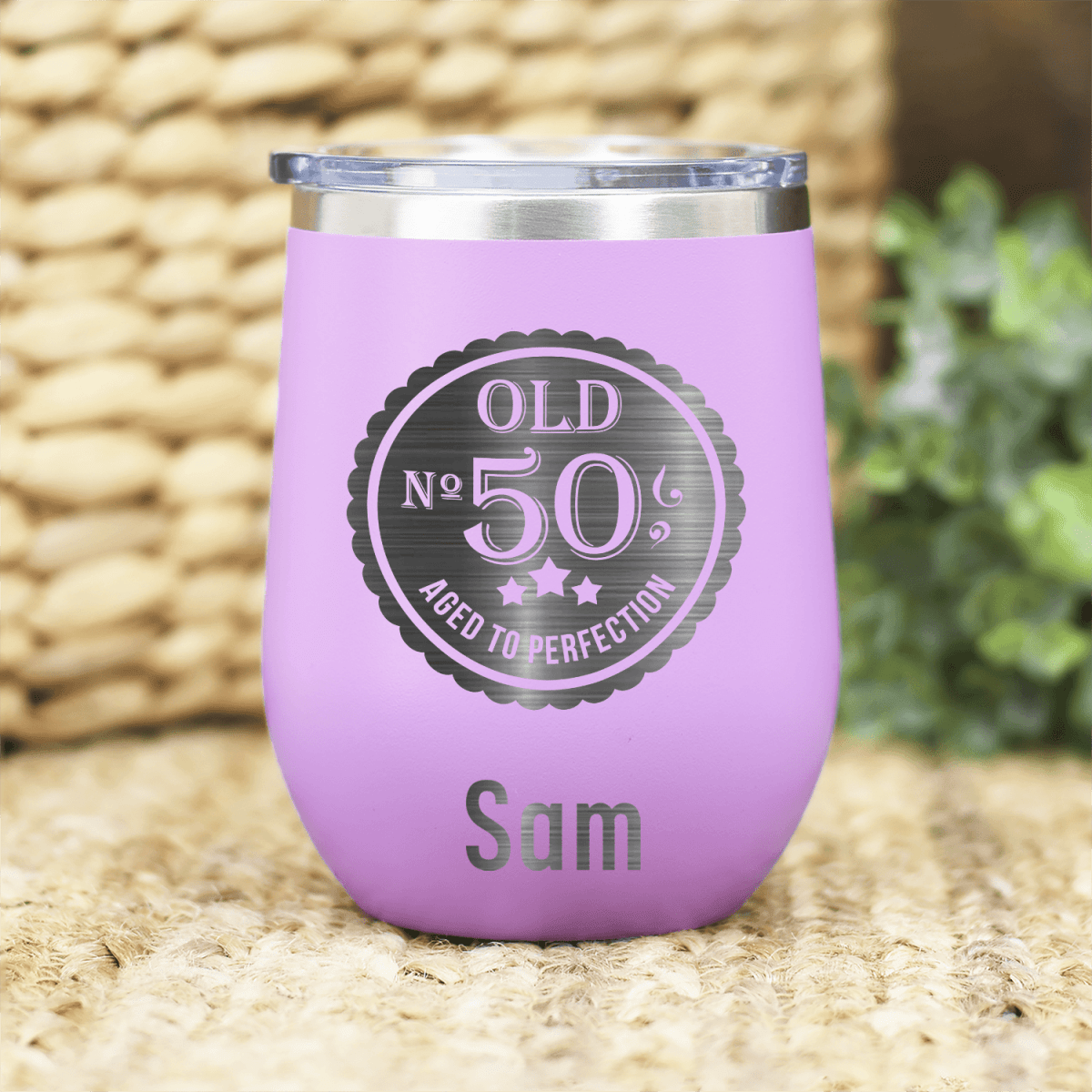 Personalized Fifty Aged To Perfection Wine Tumbler for her, Customized Gifts for Women by Groovy Girl Gifts