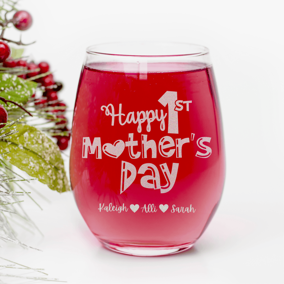 First Mothers Day Stemless Wine Glass