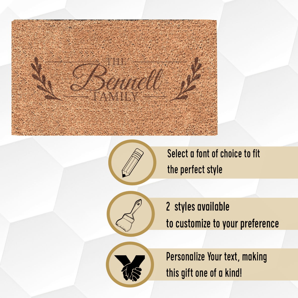 Personalized Flourishing Family Engraved Door Mat for her, Customized Gifts for Women by Groovy Girl Gifts