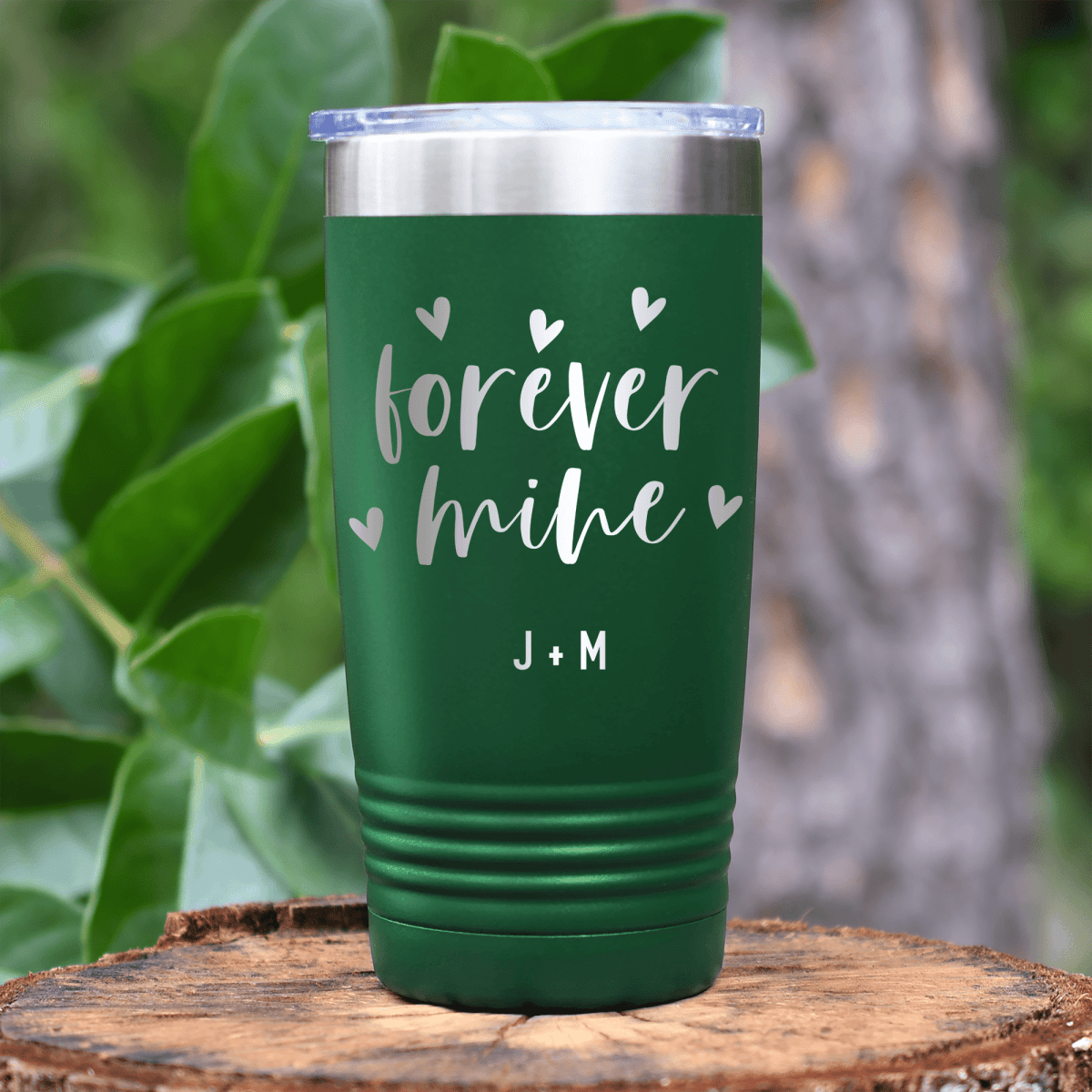 Green Valentines Day Tumbler With Forever Mine Design