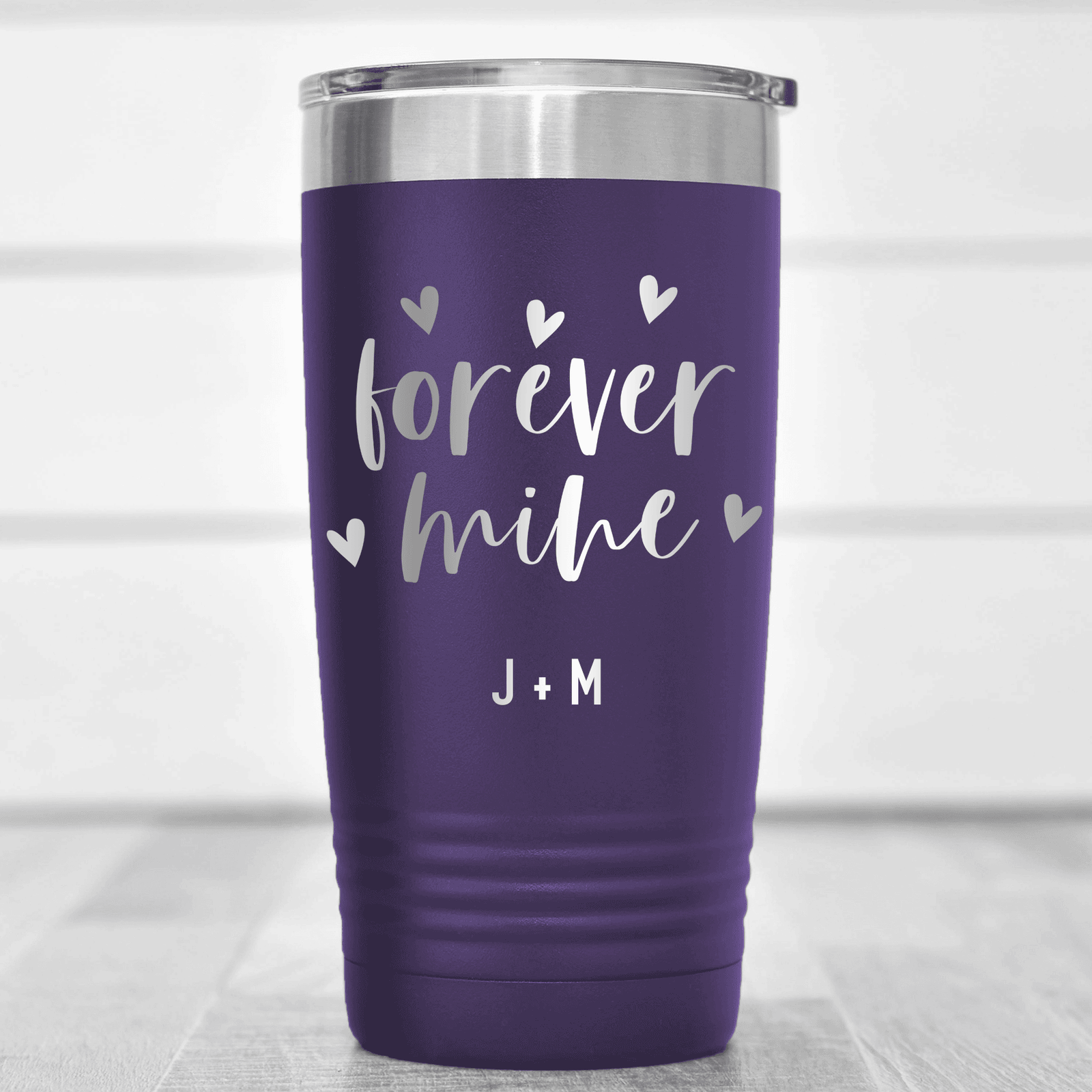 Purple Valentines Day Tumbler With Forever Mine Design