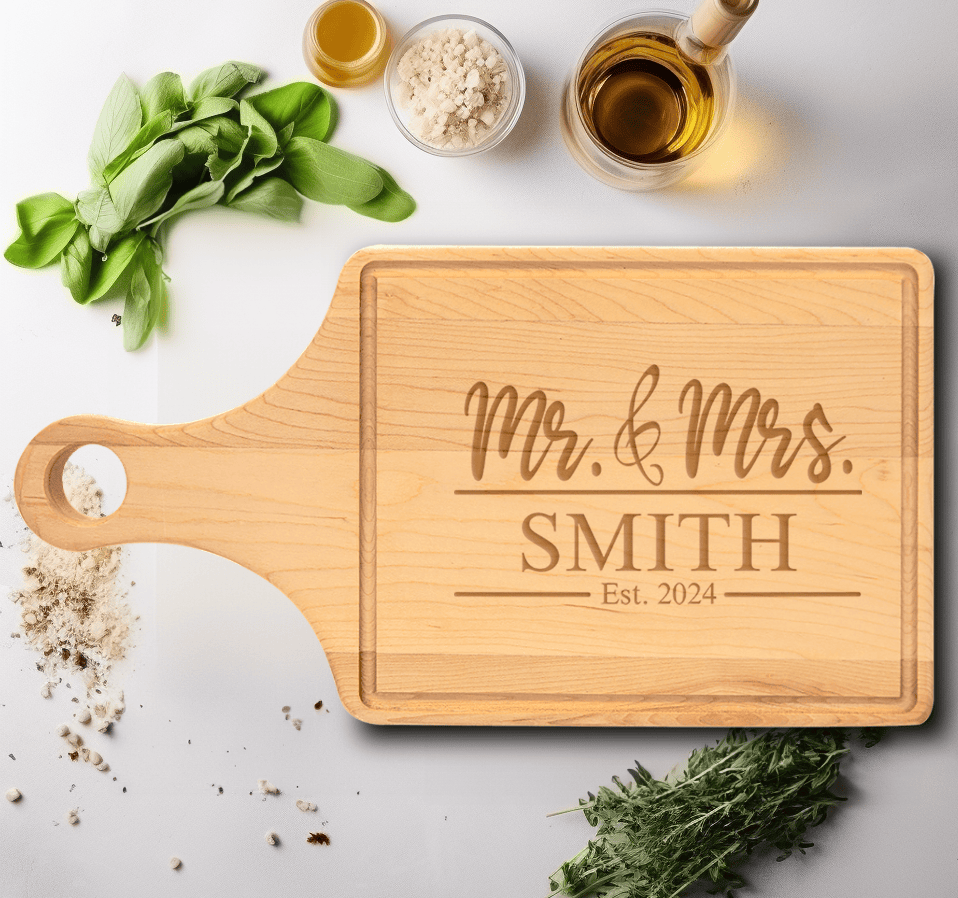 Anniversary Maple Paddle Cutting Board With Forever United Arework Design