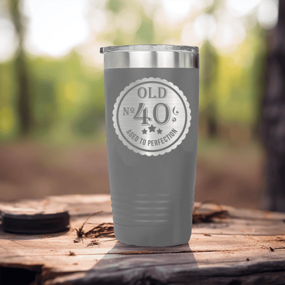 Grey birthday tumbler Fourty Aged To Perfection