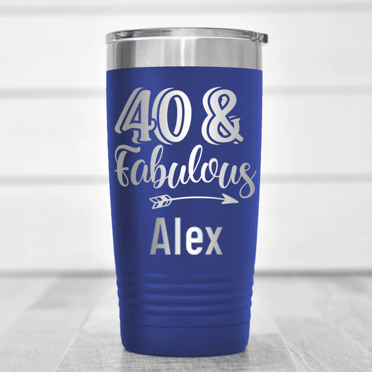Blue Birthday Tumbler With Fourty And Fabulous Design