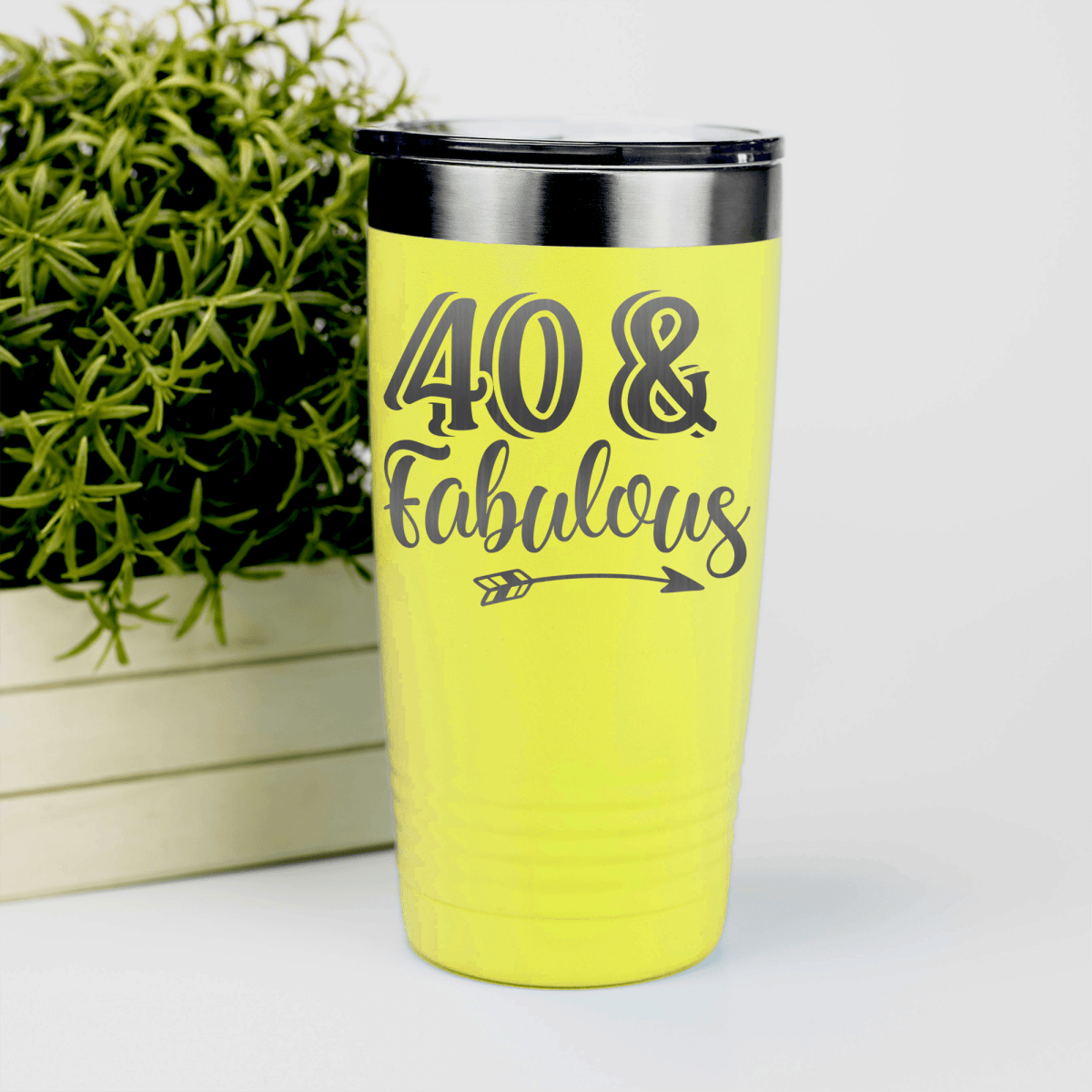 Yellow birthday tumbler Fourty And Fabulous