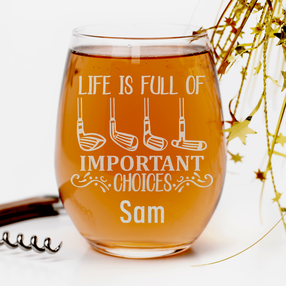 Personalized Girls Have Choices Stemless Wine Glass for her, Customized Gifts for Women by Groovy Girl Gifts
