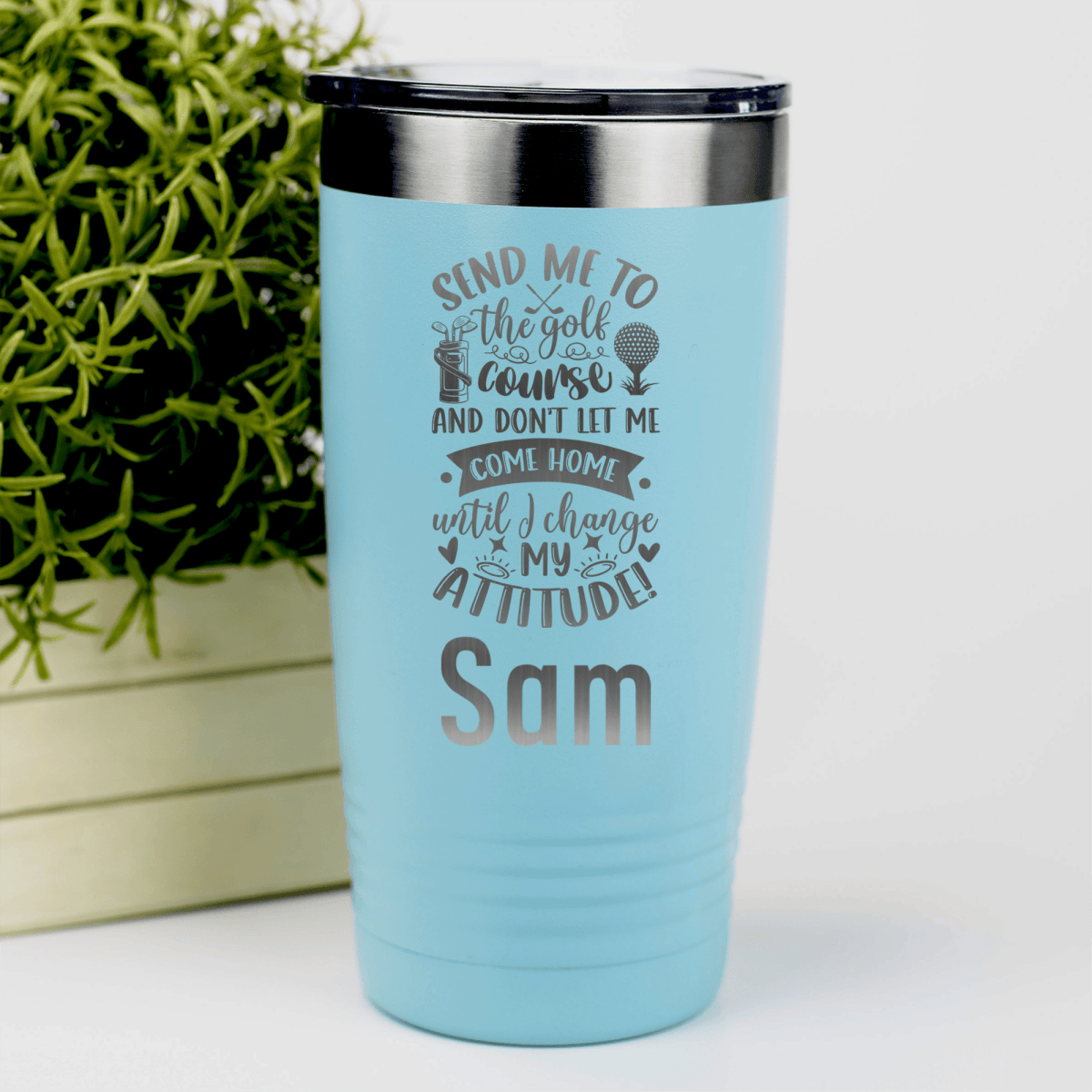 Teal Golf Gifts For Her Tumbler With Golf Attitude Adjustment Design