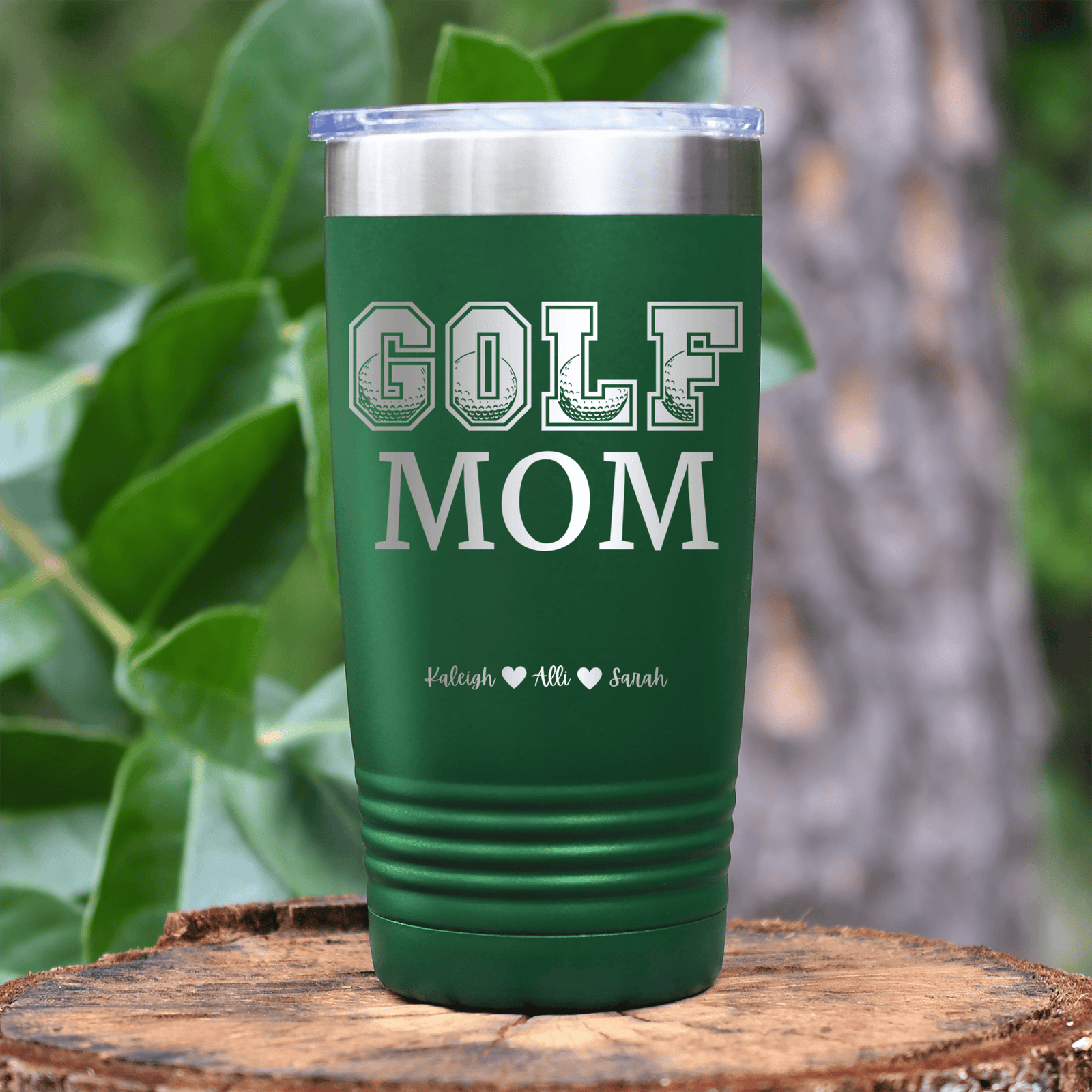Green Golf Mom Tumbler With Golf Mom Design