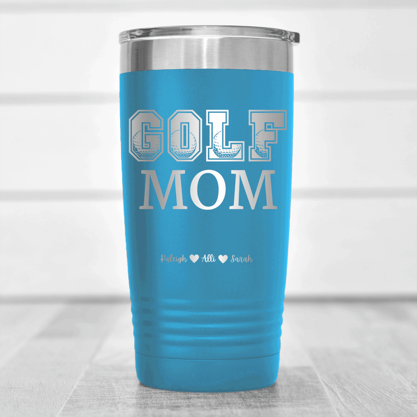 Light Blue Golf Mom Tumbler With Golf Mom Design