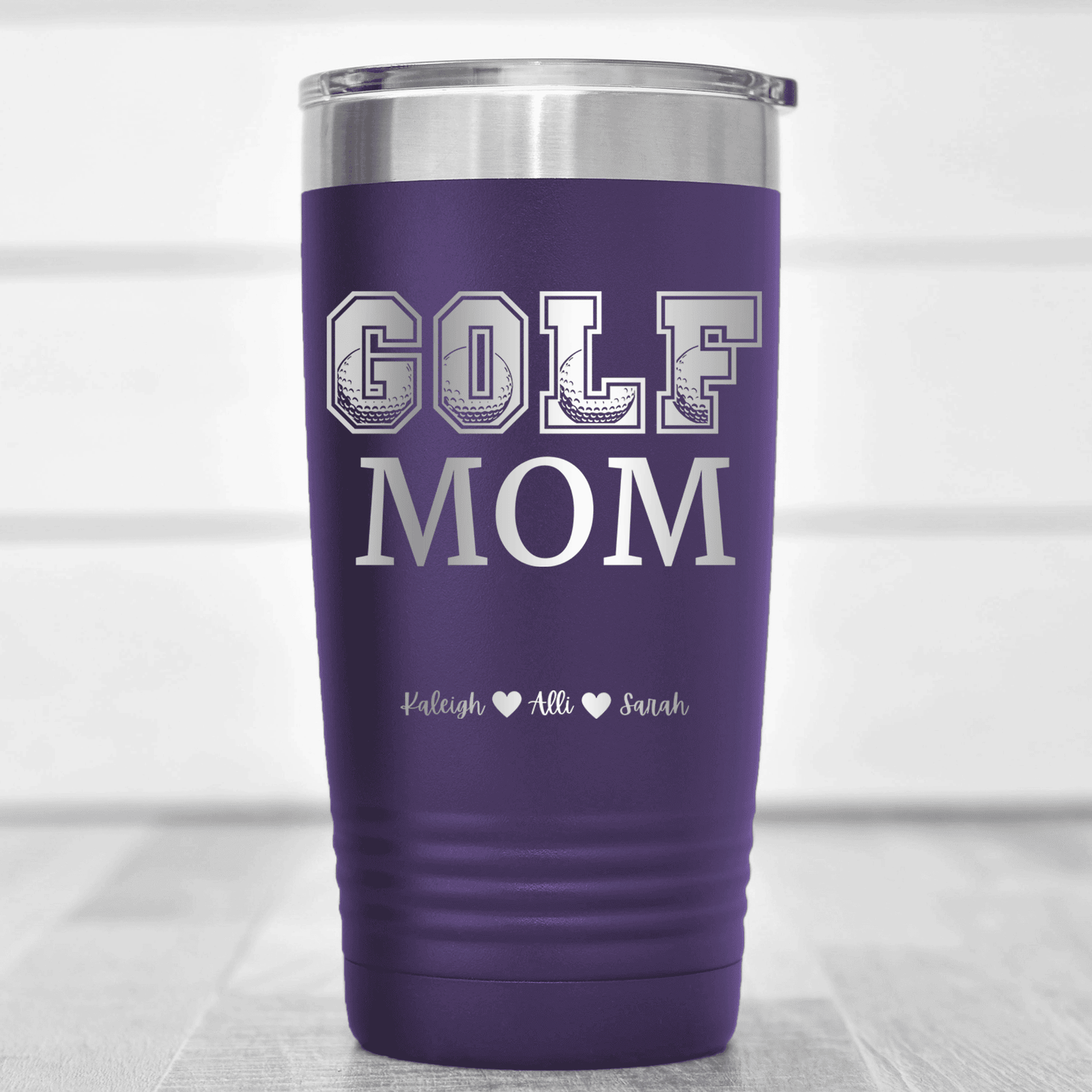Purple Golf Mom Tumbler With Golf Mom Design