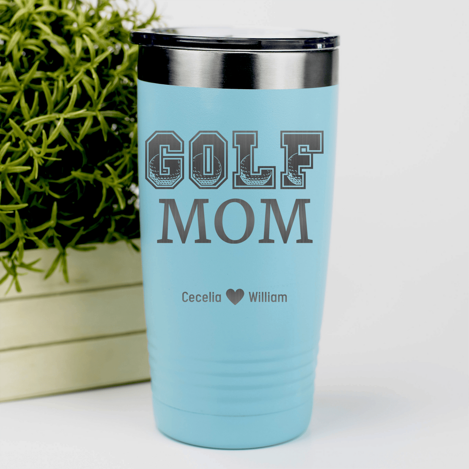 Teal Golf Mom Tumbler With Golf Mom Design