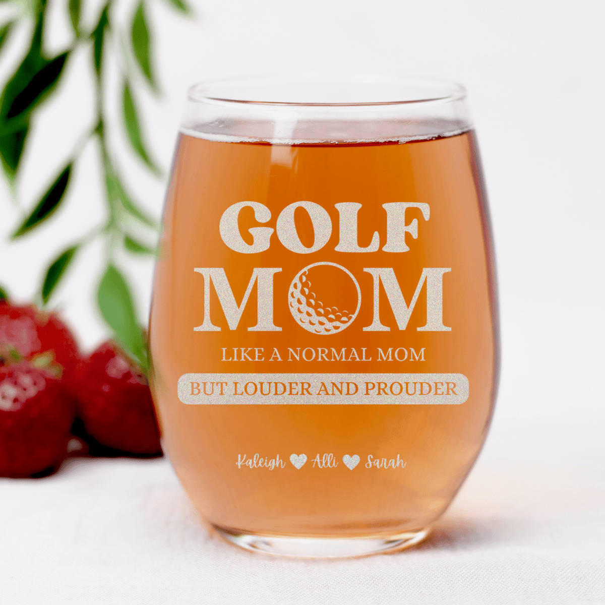Personalized Golf Moms Are Loud And Proud Stemless Wine Glass for her, Customized Gifts for Women by Groovy Girl Gifts