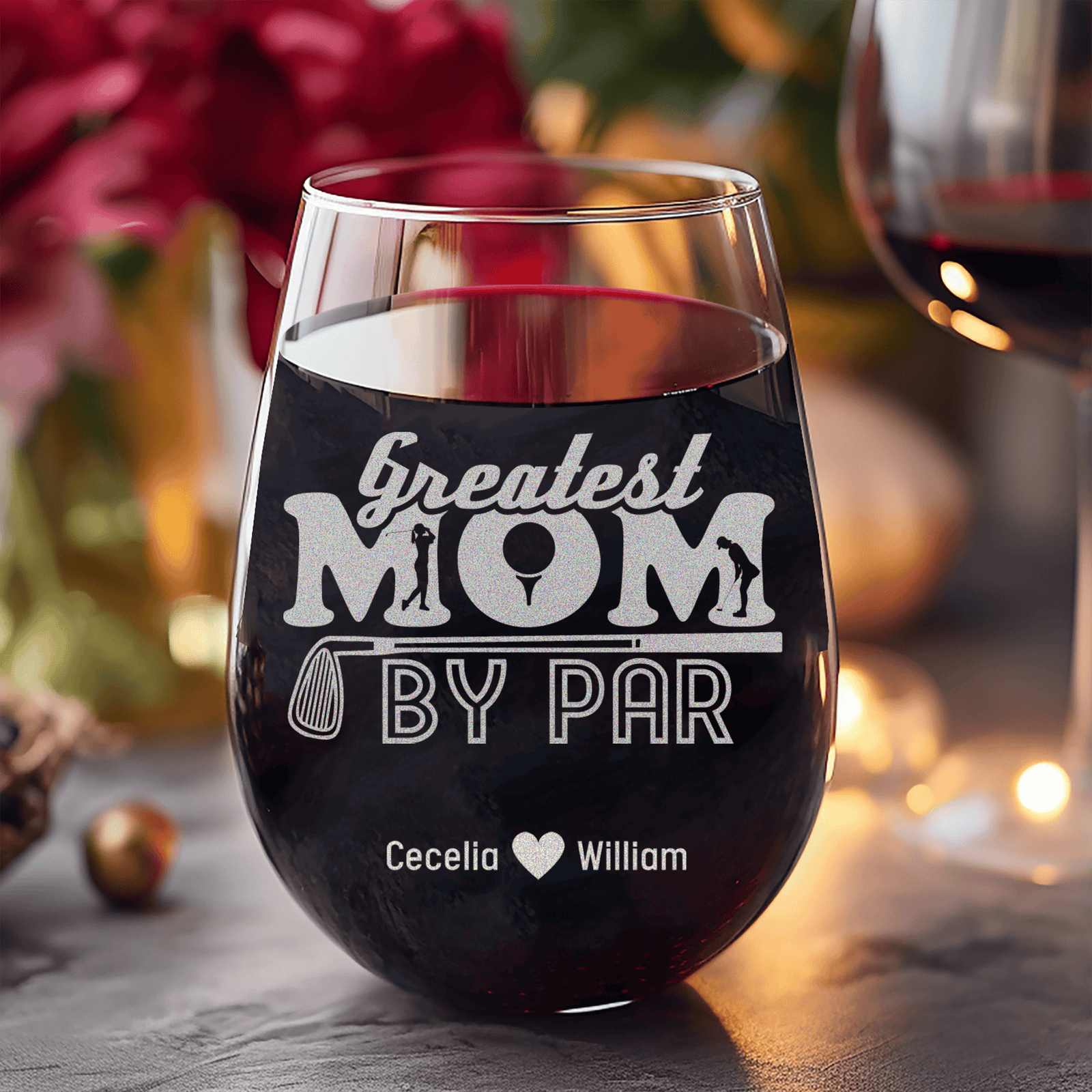 Greatest Mom By Par Stemless Wine Glass