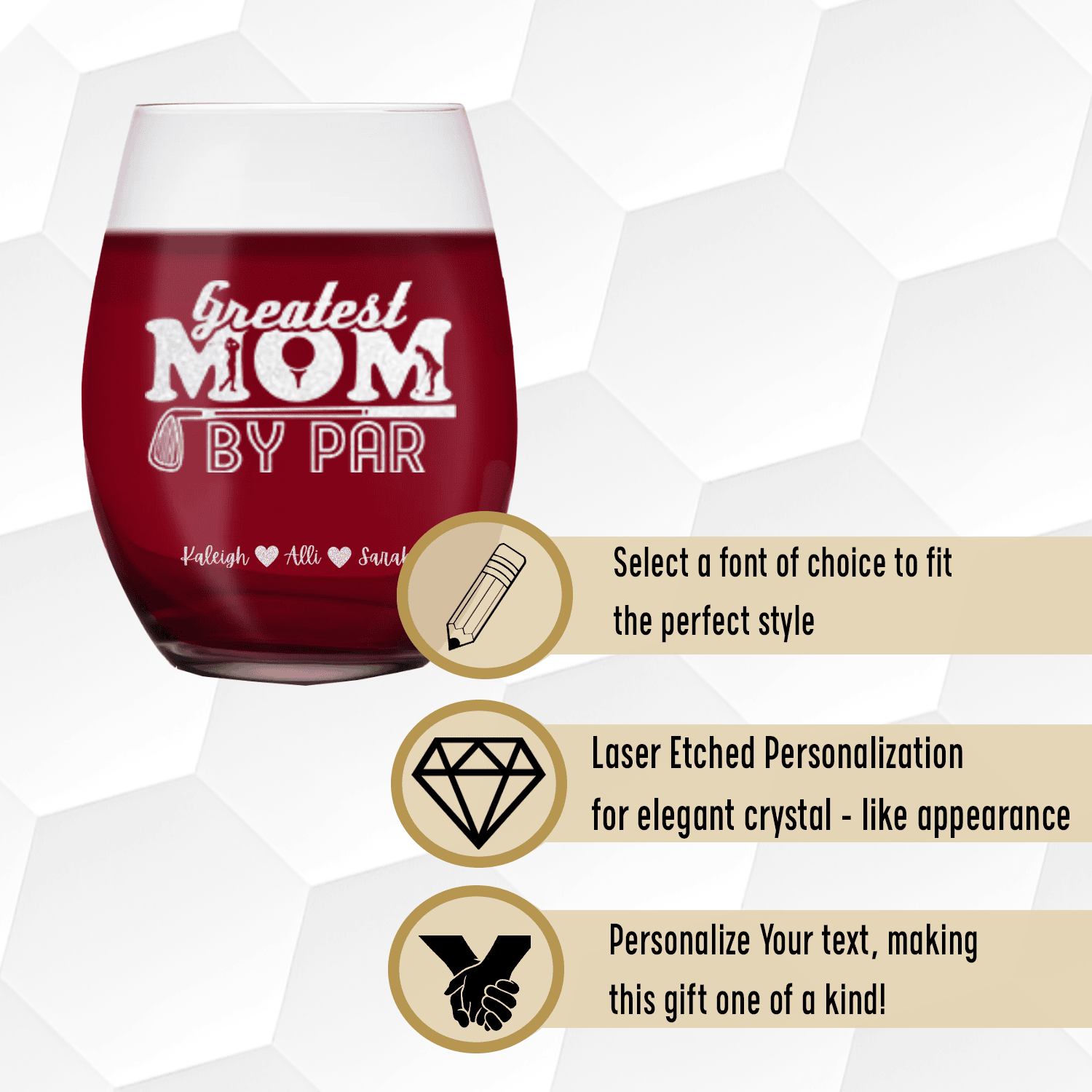 Greatest Mom By Par Stemless Wine Glass